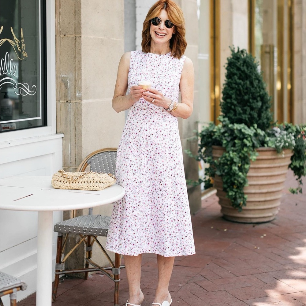 Draper James Pink and White Floral Midi Dress